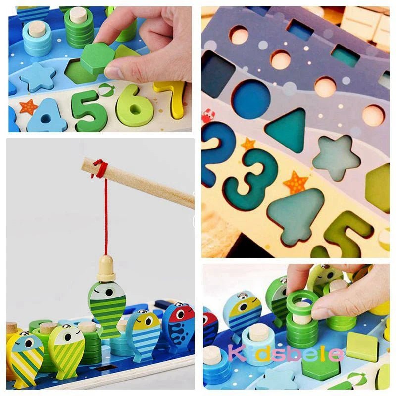 Kids Montessori Wooden Puzzle Fishing Toy - Cake Pops Parties