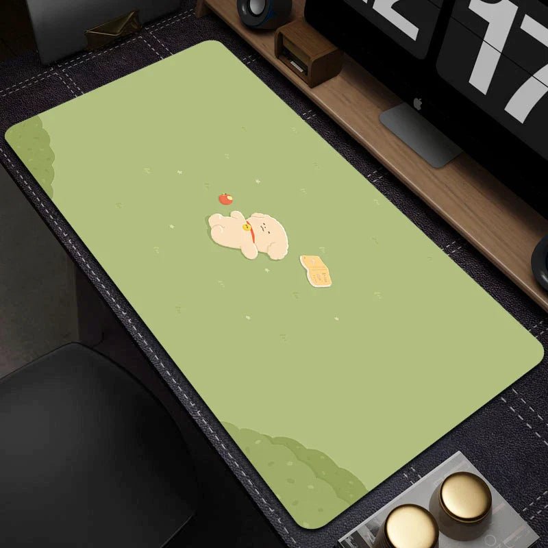 Large Gaming Mouse Mat - Cute Green Plant Design - Cake Pops Parties