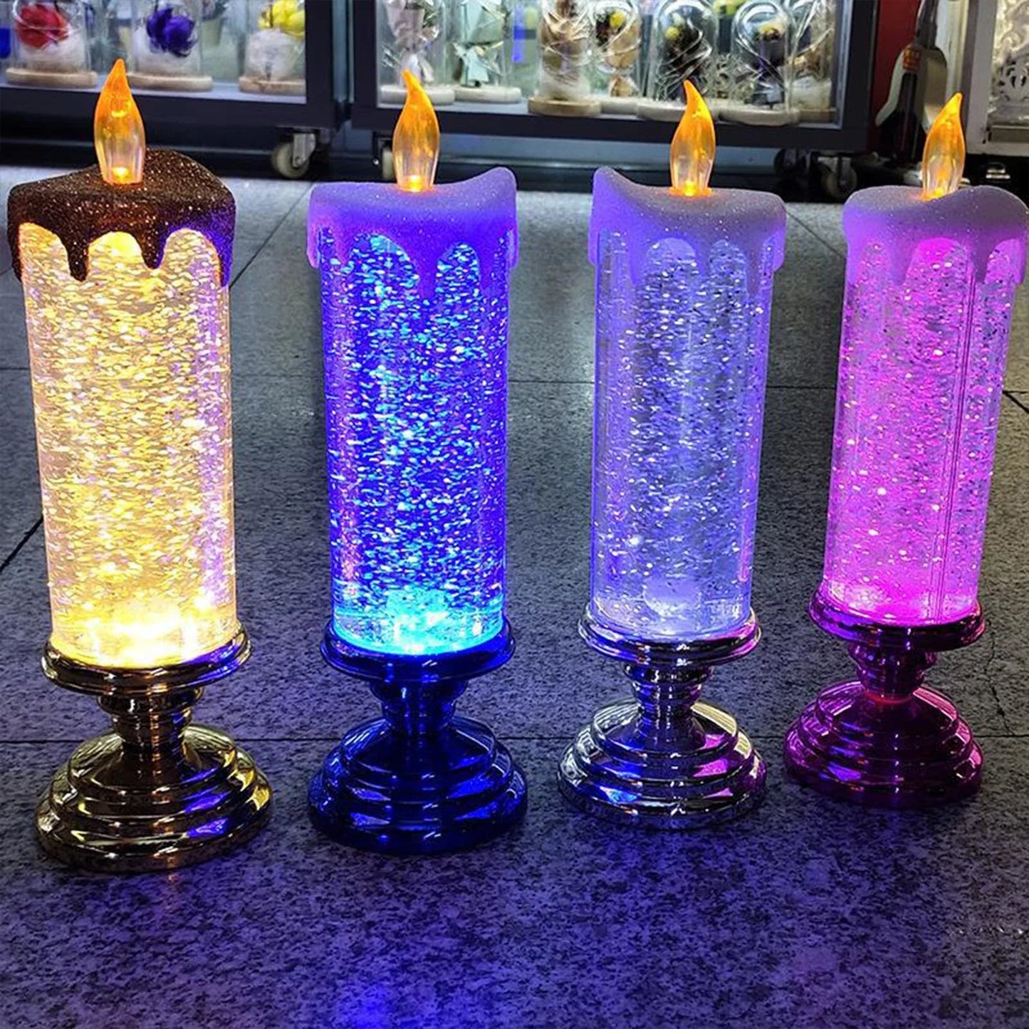 LED Christmas Candles with Glitter Color Change Flameless - Cake Pops Parties