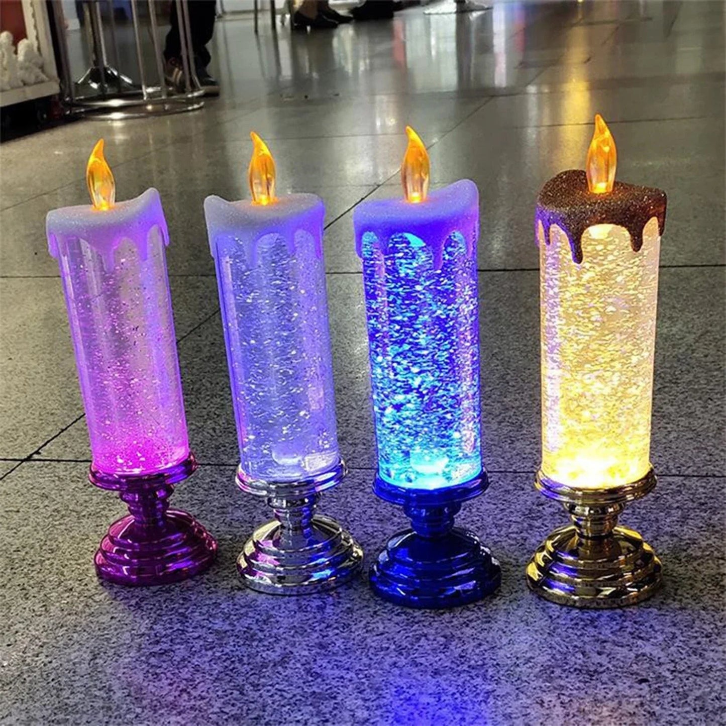 LED Christmas Candles with Glitter Color Change Flameless - Cake Pops Parties