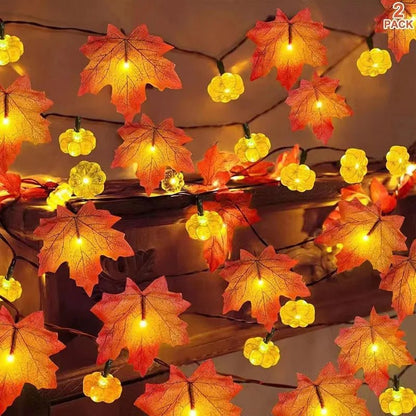 LED Maple Leaves Pumpkin Garland String Light - Cake Pops Parties