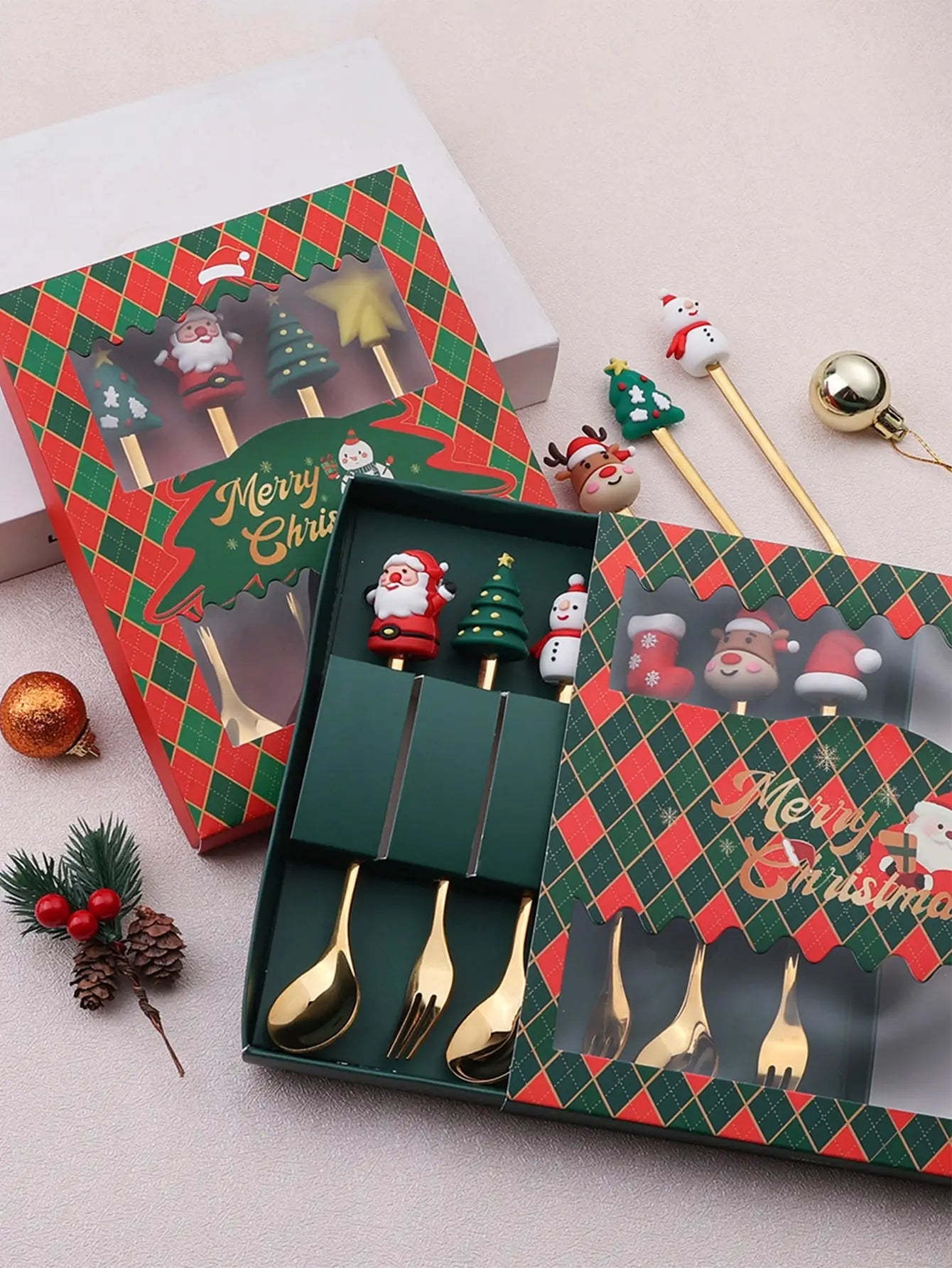 Leeseph Christmas Spoon Fork Set - Cake Pops Parties