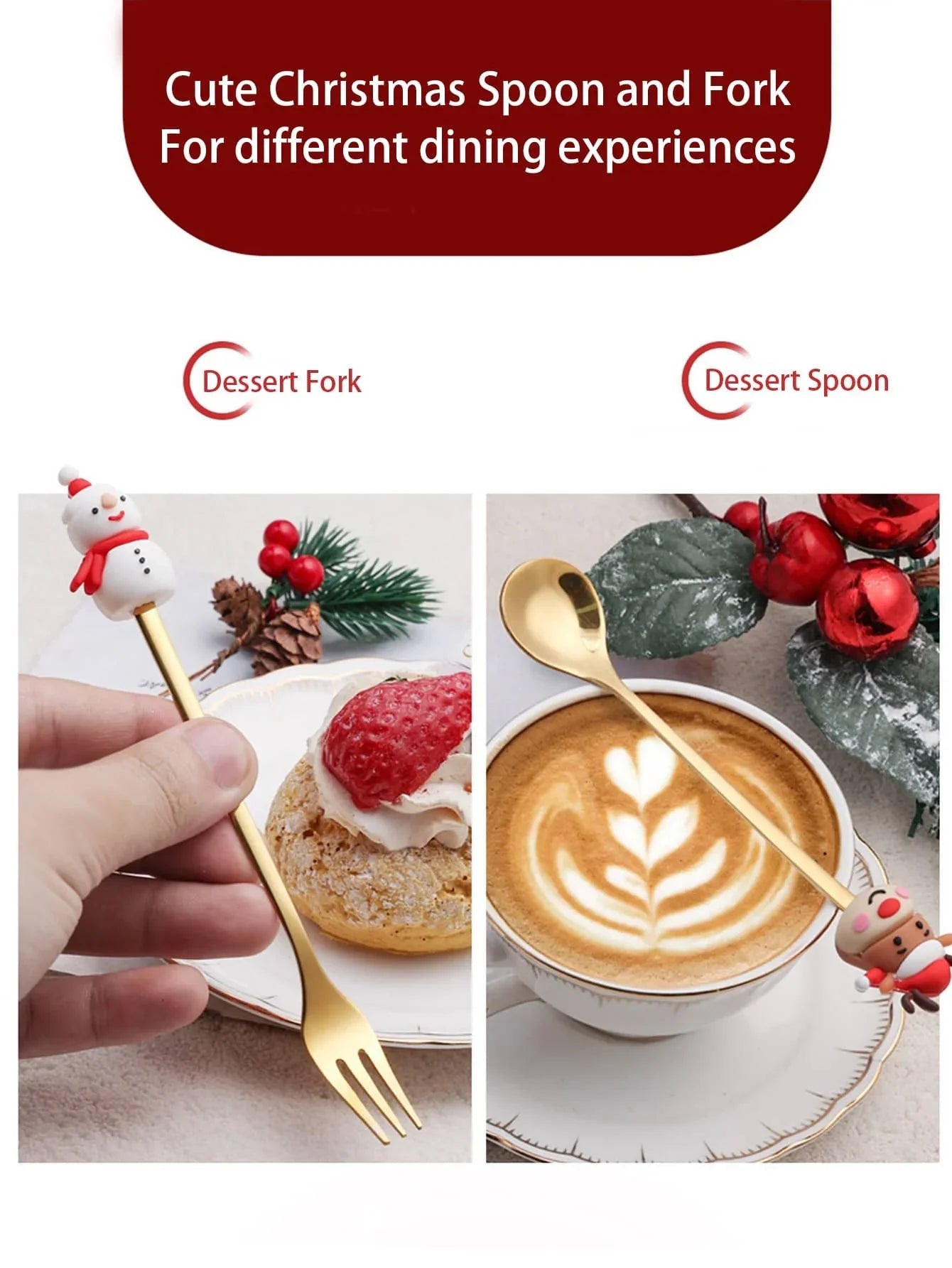 Leeseph Christmas Spoon Fork Set - Cake Pops Parties