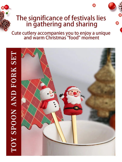 Leeseph Christmas Spoon Fork Set - Cake Pops Parties