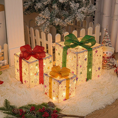 Lighted Outdoor Christmas Gift Boxes Set - Cake Pops Parties