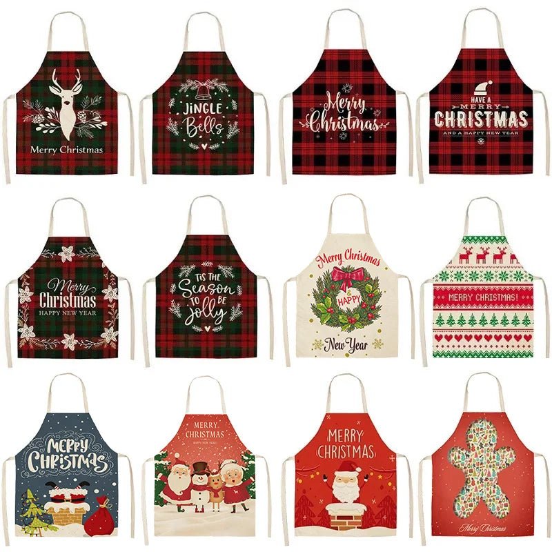 Linen Merry Christmas Apron - Home Kitchen Decoration & Gift - Cake Pops Parties