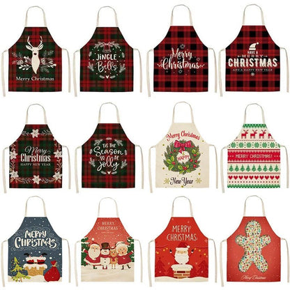 Linen Merry Christmas Apron - Home Kitchen Decoration & Gift - Cake Pops Parties