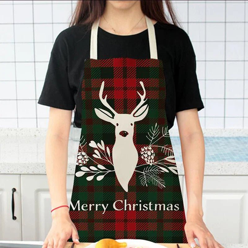 Linen Merry Christmas Apron - Home Kitchen Decoration & Gift - Cake Pops Parties