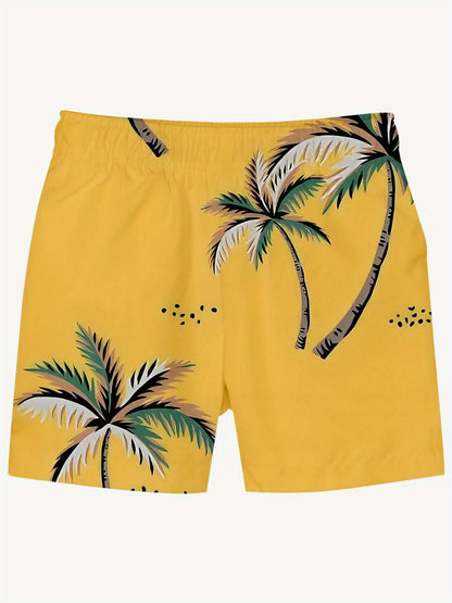 Men’s Quick - Dry Tropical Palm Tree Beach Shorts with Pockets | Swim Trunks - Cake Pops Parties