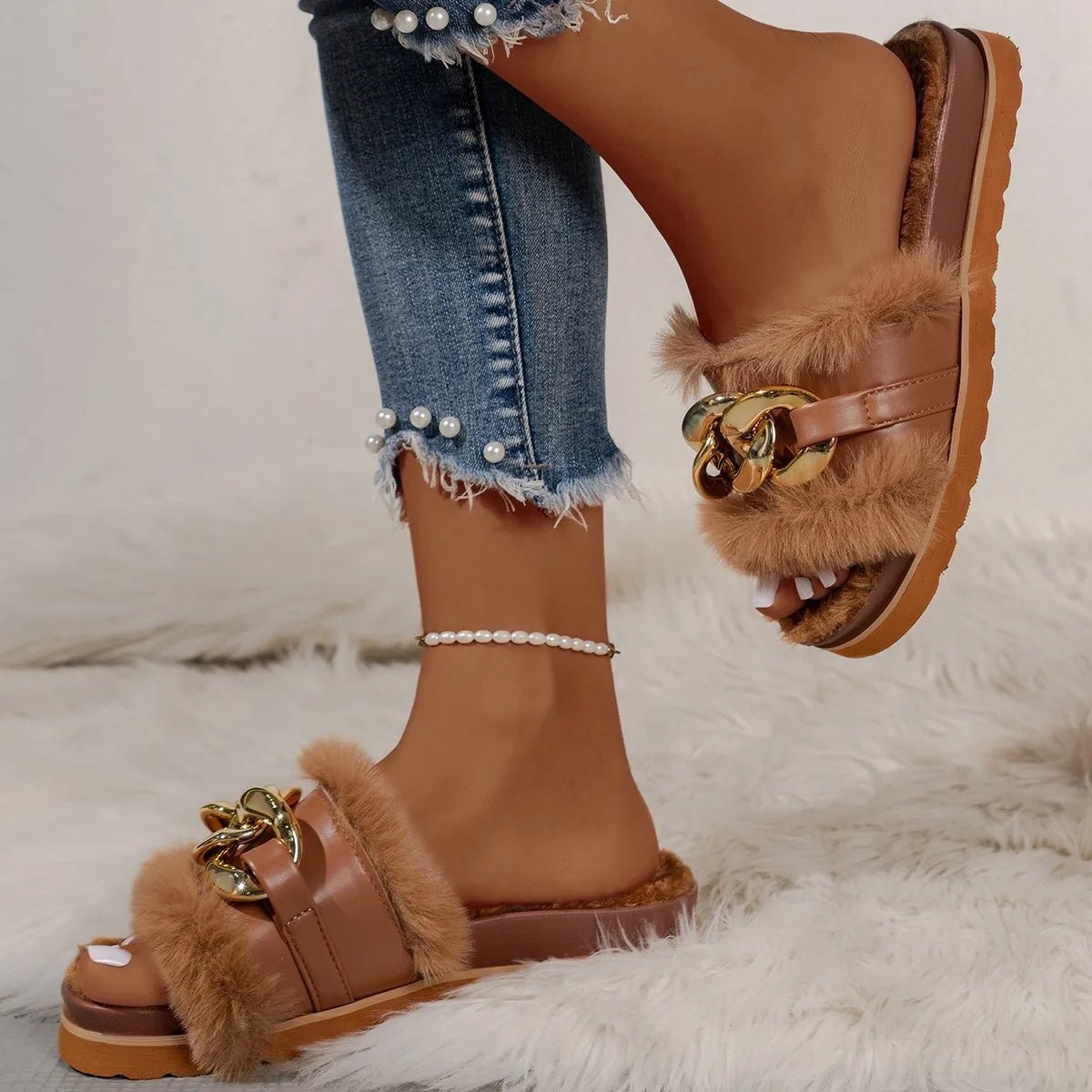 Metal Chain Mao Mao Winter Slippers - Cake Pops Parties