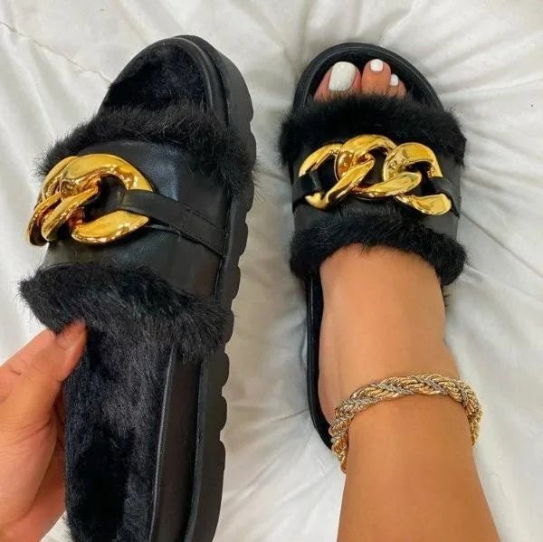 Metal Chain Mao Mao Winter Slippers - Cake Pops Parties