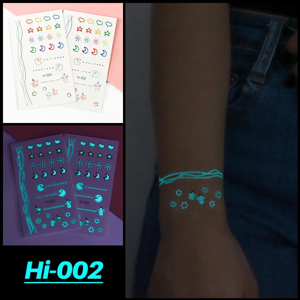 Neon Glow Party Tattoo Stickers - Cake Pops Parties