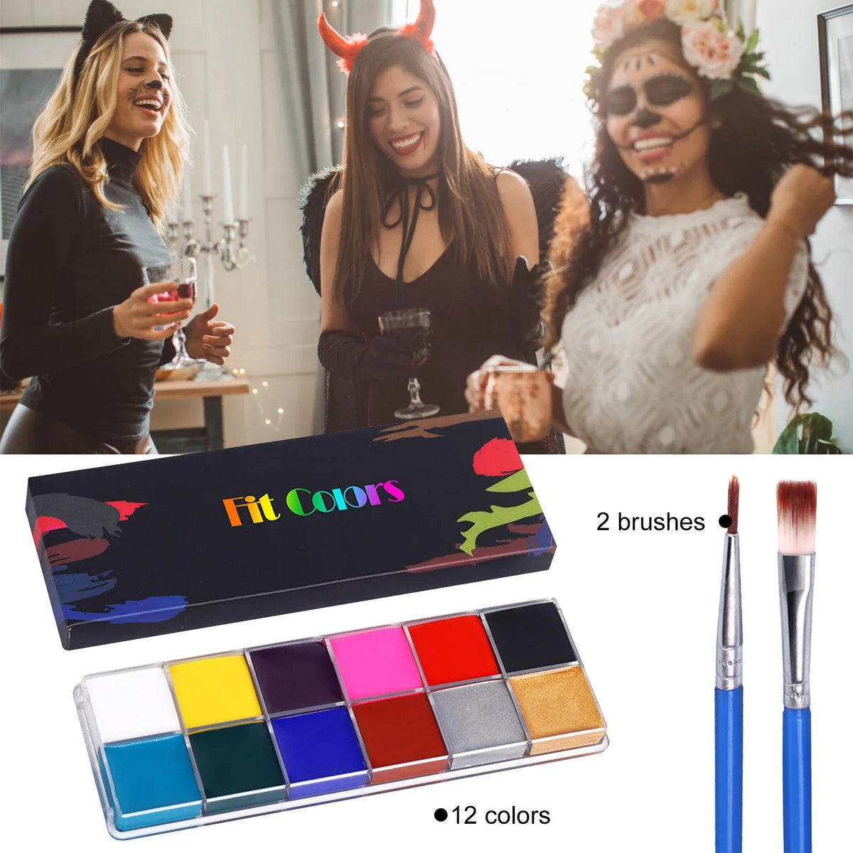 Face Paint Kit - 12 Color Body Paint Palette - Cake Pops Parties