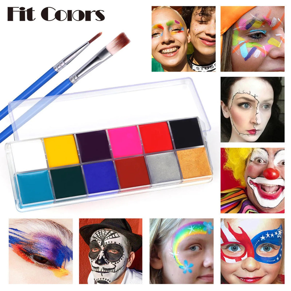Face Paint Kit - 12 Color Body Paint Palette - Cake Pops Parties