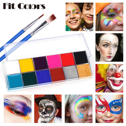 Face Paint Kit - 12 Color Body Paint Palette - Cake Pops Parties
