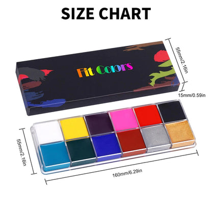 Face Paint Kit - 12 Color Body Paint Palette - Cake Pops Parties