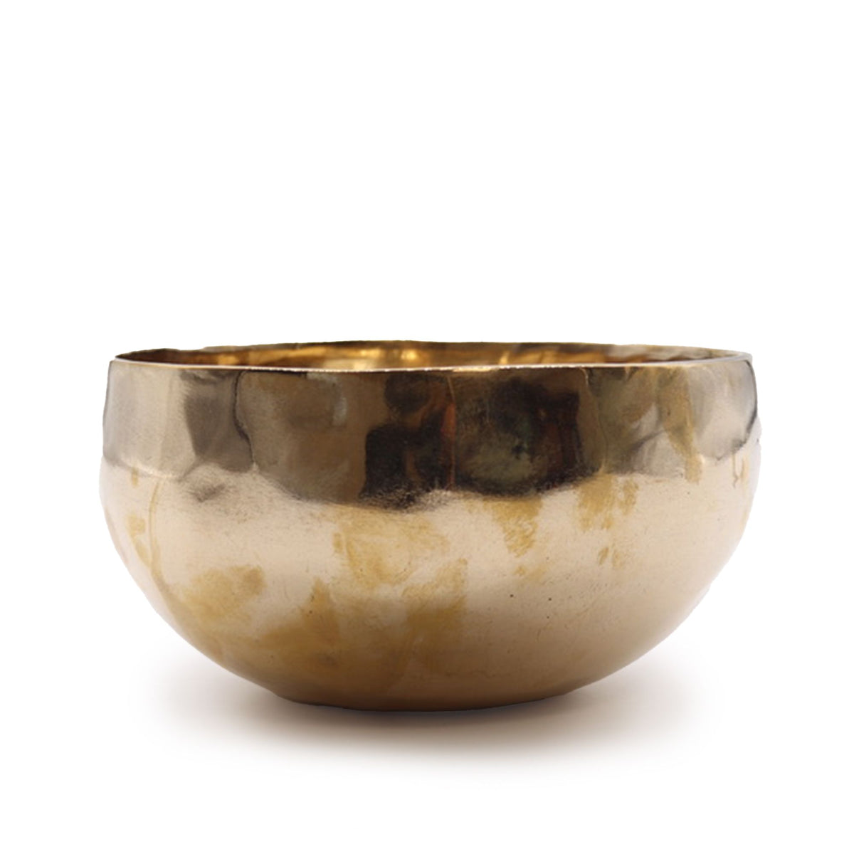 Handmade Singing Bowl - 17cm Bell-Metal Artistry, 850g features a singular stunning gold bowl displaying its unique craftsmanship and lustrous surface. Ideal as a Christmas gift for enhancing relaxation and home fragrance.
