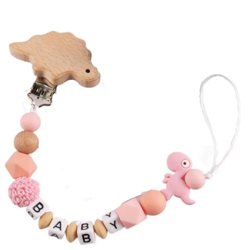 Personalized Baby Pacifier Clip Dinosaur Teether - Cake Pops Parties
