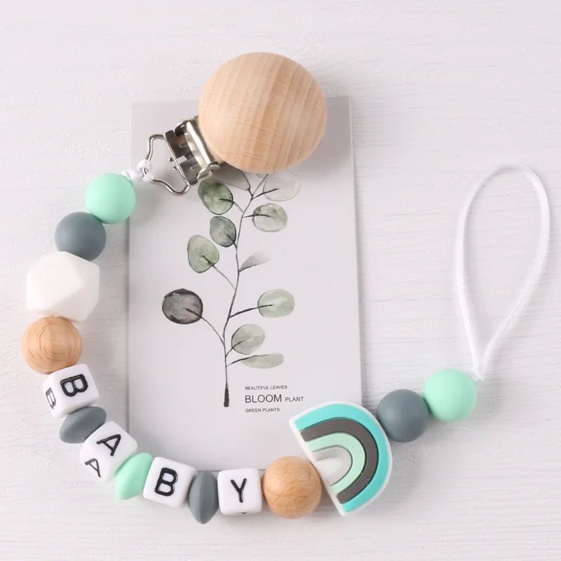 Personalized Baby Pacifier Clip Dinosaur Teether - Cake Pops Parties
