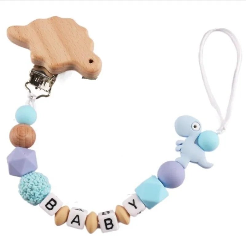 Personalized Baby Pacifier Clip Dinosaur Teether - Cake Pops Parties