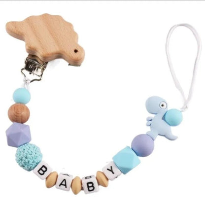 Personalized Baby Pacifier Clip Dinosaur Teether - Cake Pops Parties