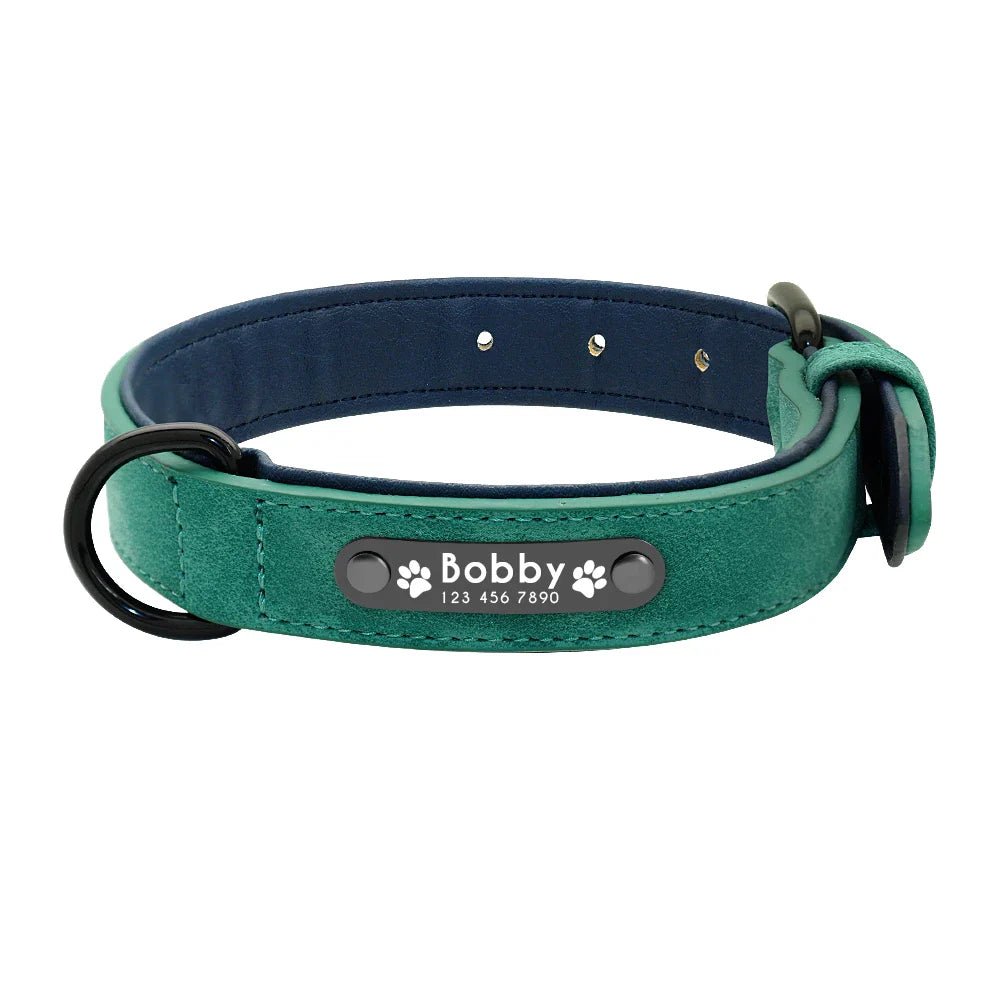 Personalized Leather Dog Collar - Custom Name ID Tags - Cake Pops Parties