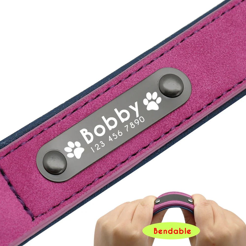 Personalized Leather Dog Collar - Custom Name ID Tags - Cake Pops Parties