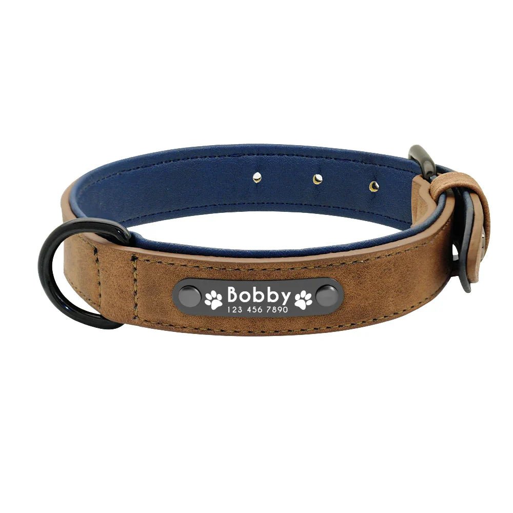 Personalized Leather Dog Collar - Custom Name ID Tags - Cake Pops Parties