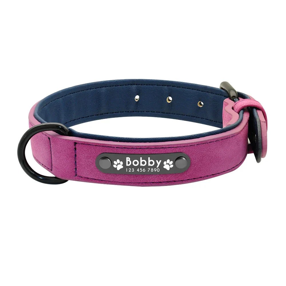 Personalized Leather Dog Collar - Custom Name ID Tags - Cake Pops Parties