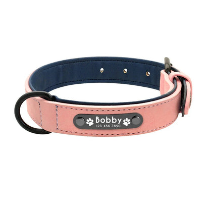 Personalized Leather Dog Collar - Custom Name ID Tags - Cake Pops Parties
