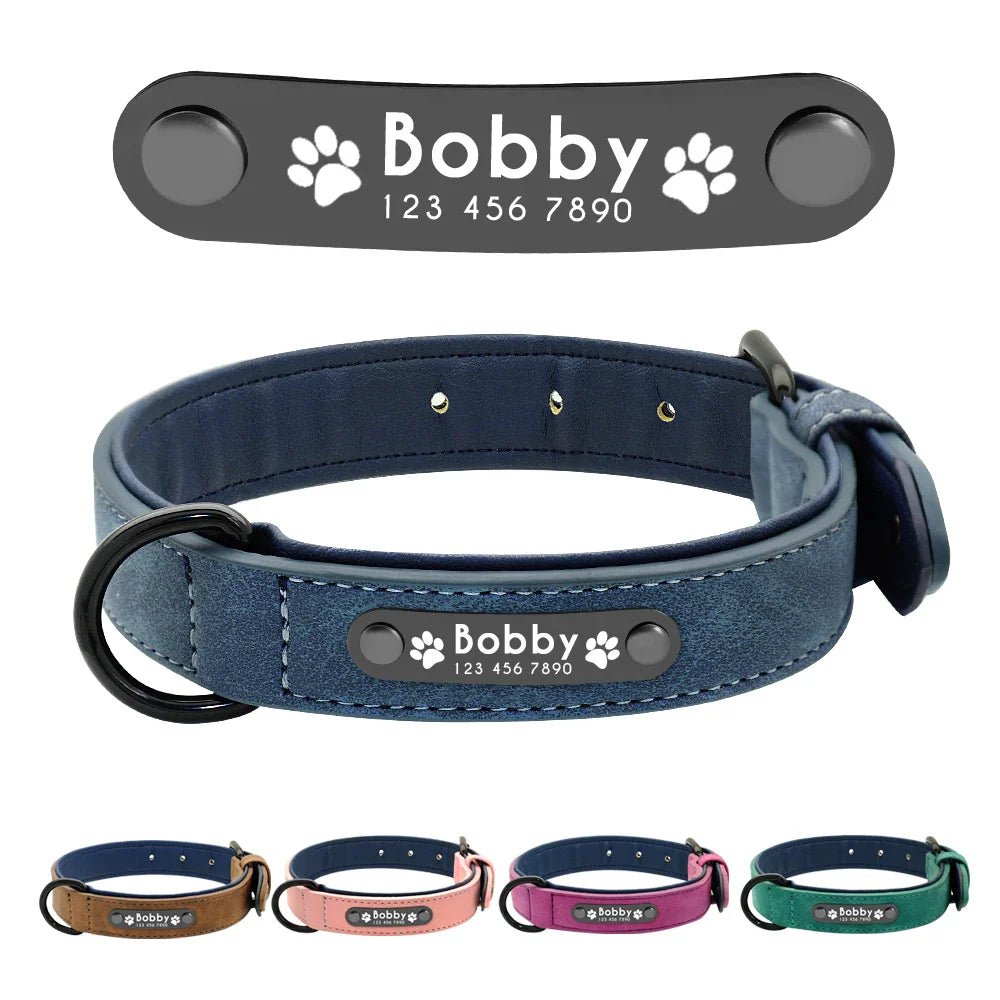 Personalized Leather Dog Collar - Custom Name ID Tags - Cake Pops Parties