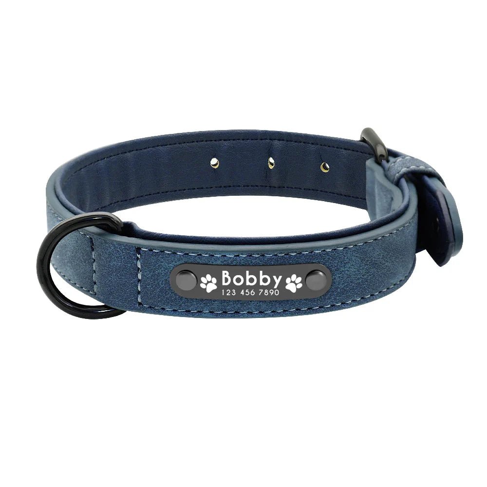 Personalized Leather Dog Collar - Custom Name ID Tags - Cake Pops Parties