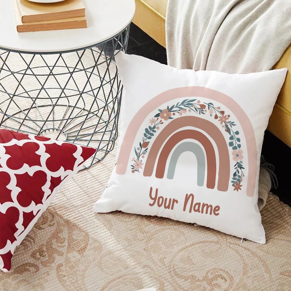 Personalized Rainbow Print Cushion Cover - Cake Pops Parties