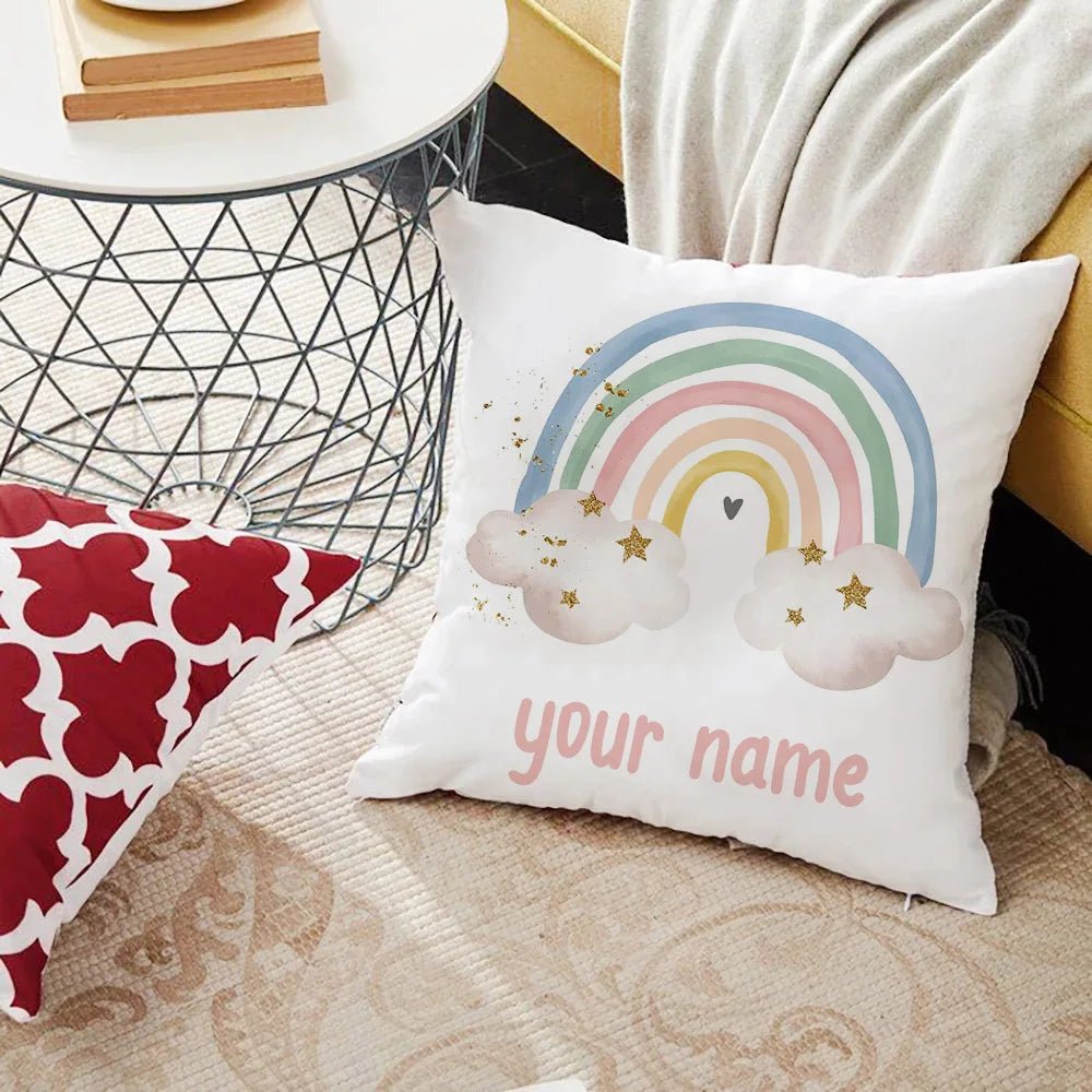 Personalized Rainbow Print Cushion Cover - Cake Pops Parties