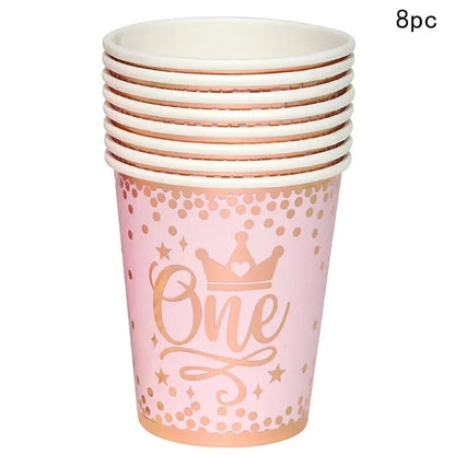 Pink Gold Princess Crown Tableware Set - Cake Pops Parties