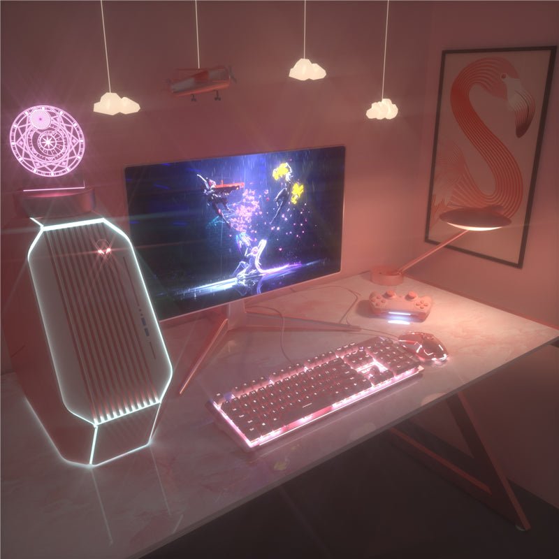 Pink Mechanical Keyboard & Mouse Set - Cake Pops Parties
