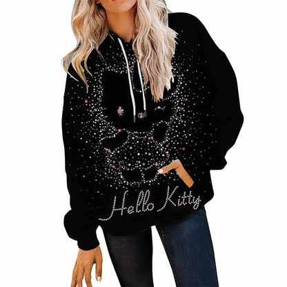 Plus Size Hello Kitty Hoodie | Women’s Outdoor Printed Sweatshirt - Cake Pops Parties