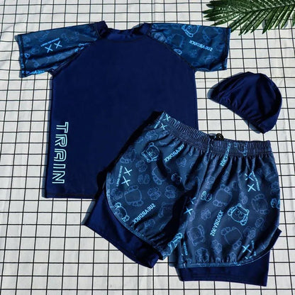 Premium Double Layer Swim Trunks | Teen Boys High - Grade Polyester Set - Cake Pops Parties