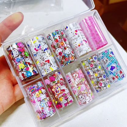 Premium Hello Kitty Kuromi Nail Foil 10Roll Y2K Luxury - Cake Pops Parties