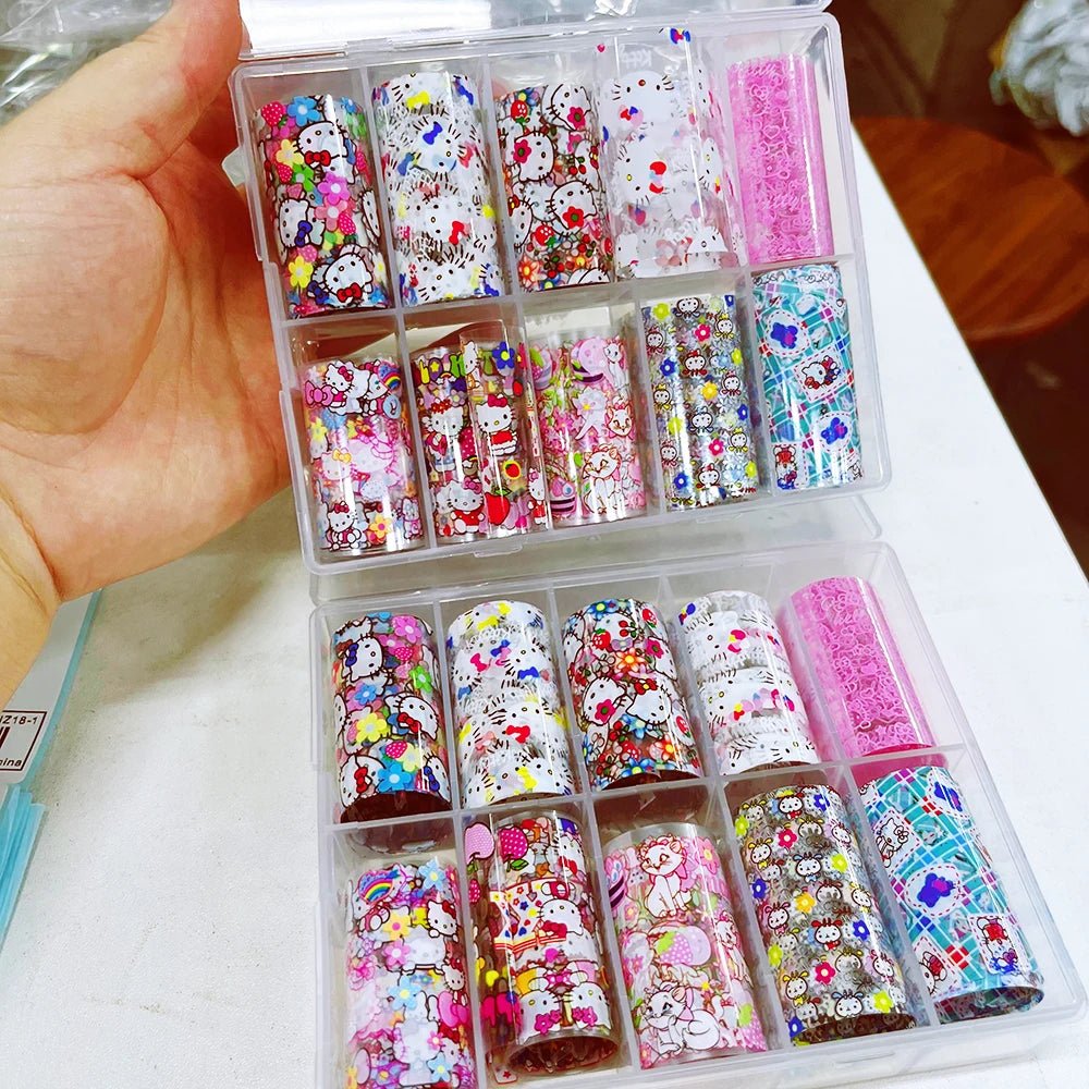 Premium Hello Kitty Kuromi Nail Foil 10Roll Y2K Luxury - Cake Pops Parties