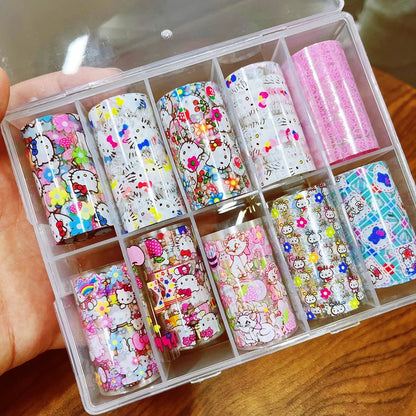 Premium Hello Kitty Kuromi Nail Foil 10Roll Y2K Luxury - Cake Pops Parties