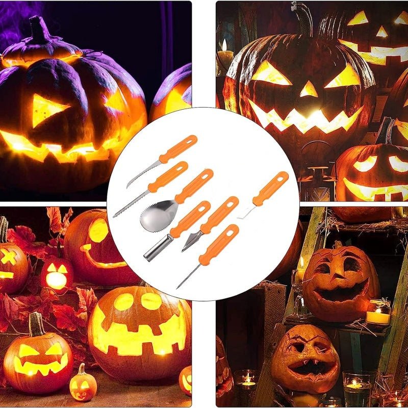 Premium Pumpkin Carving Set - 7 Piece Stainless Steel Tools - Cake Pops Parties