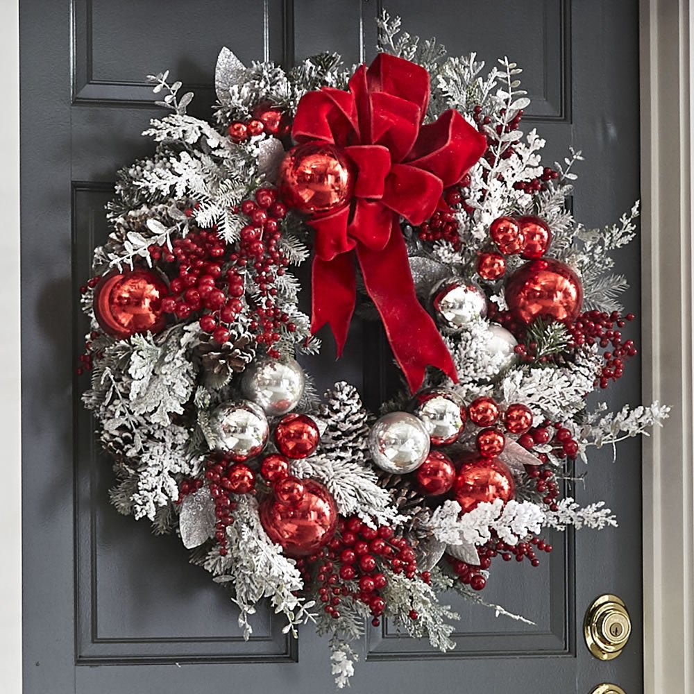 Premium Red Flocking Christmas Wreath - Cake Pops Parties