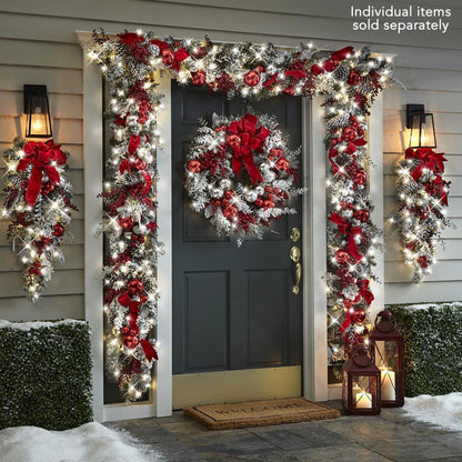 Premium Red Flocking Christmas Wreath - Cake Pops Parties