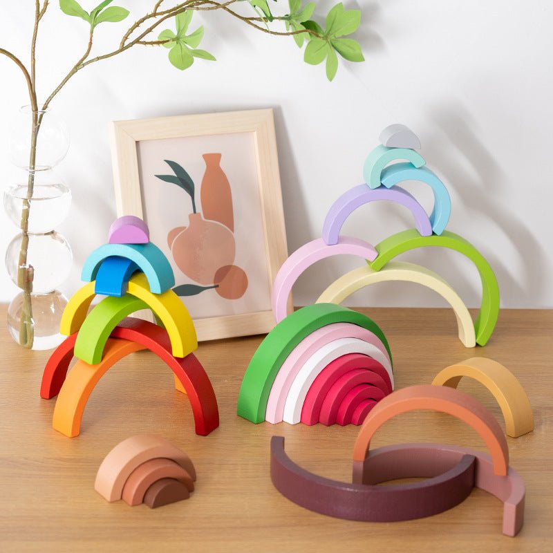 Rainbow Wooden Block Puzzle Set - Cake Pops Parties
