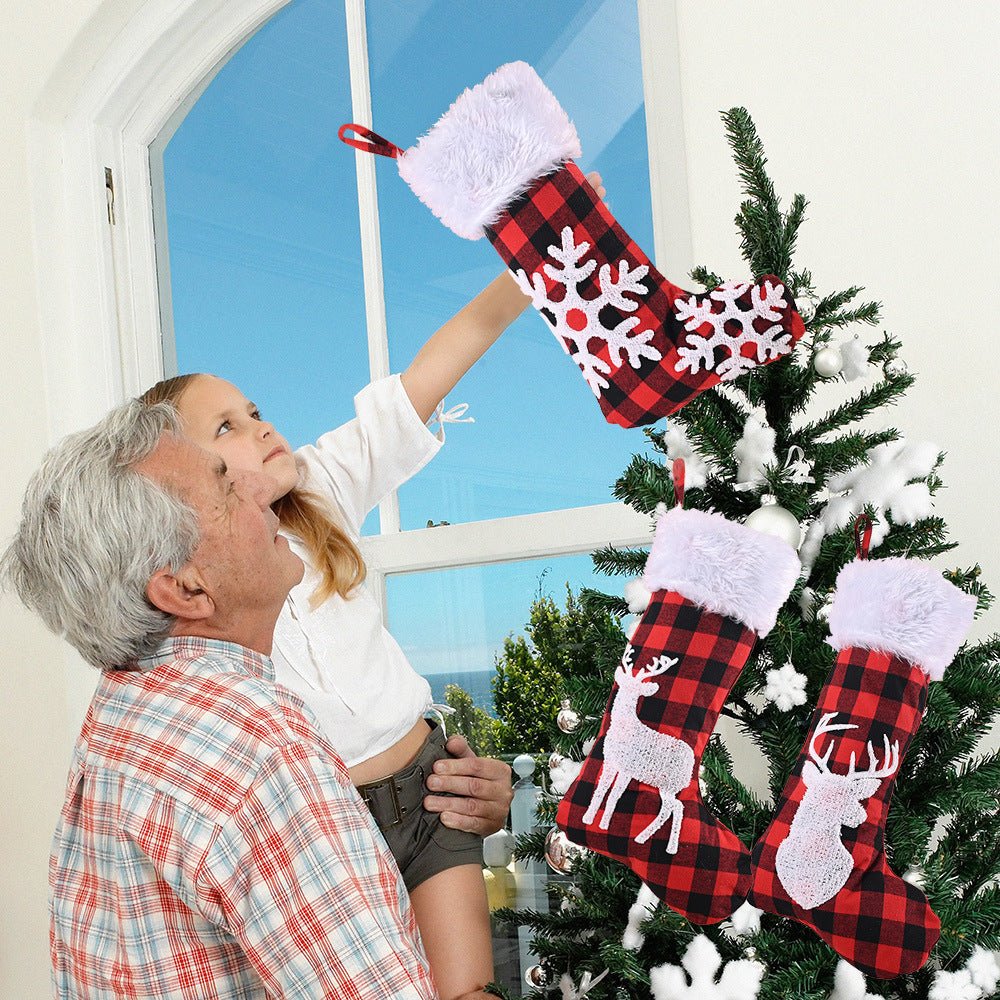 Red Plaid Christmas Stockings Pendant - Cake Pops Parties