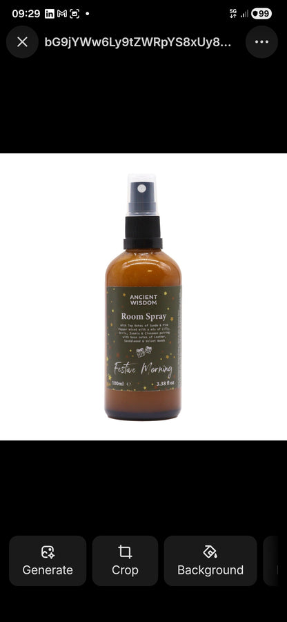 Festive Morning 100ml Christmas Room Spray - a luxurious home fragrance featuring a blend of elegant suede, floral, and warm spice aromas. This perfect Christmas gift makes an ideal stocking filler and festive fragrance choice, enhancing your space with winter spice and notes of cinnamon orange. Perfect for any pamper pack or aromatherapy session, bringing the spirit of a white Christmas into your home.