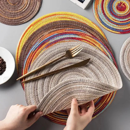 Round Woven Vinyl Placemats Set - Cake Pops Parties
