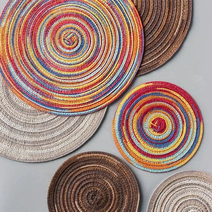 Round Woven Vinyl Placemats Set - Cake Pops Parties