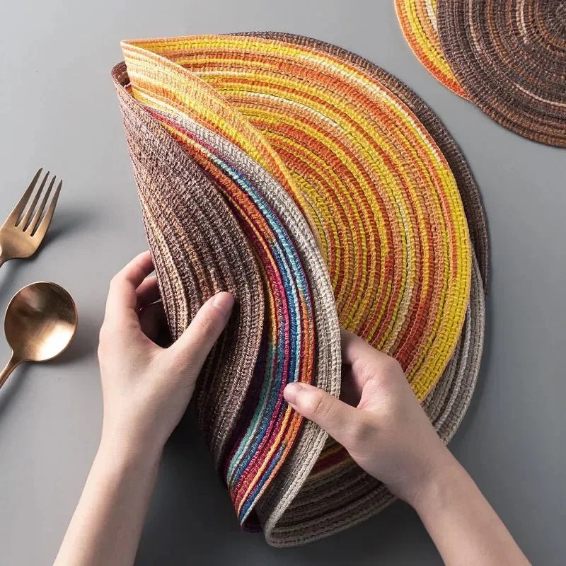 Round Woven Vinyl Placemats Set - Cake Pops Parties